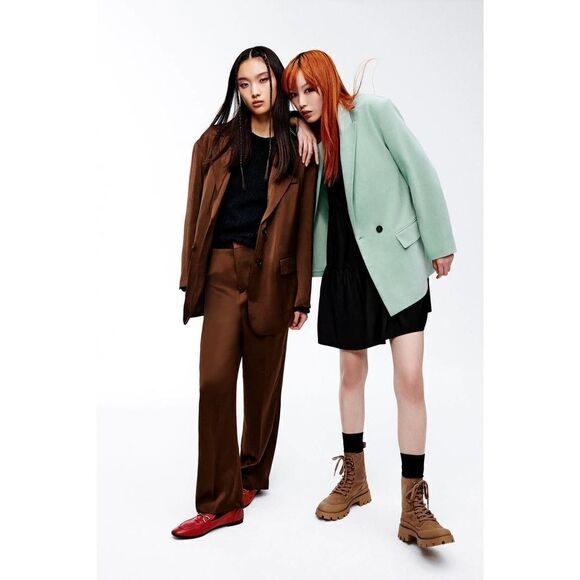 ZARA Blazer Flowy Viscose Linen Blend Pockets New - Picture 10 of 10